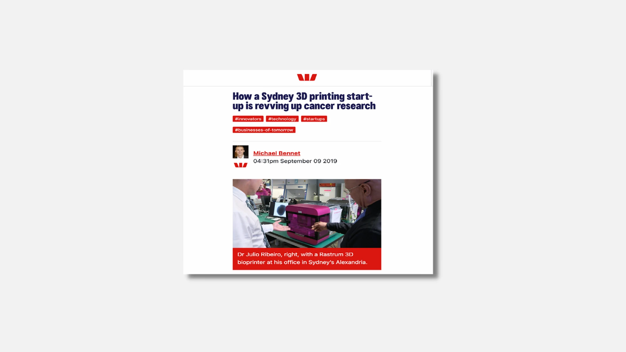 How a Sydney 3D printing start-up is revving up cancer research | Westpac