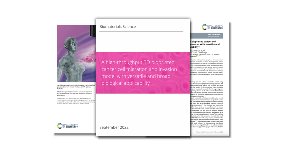 A high-throughput 3D bioprinted cancer cell migration and invasion model with versatile and broad biological applicability
