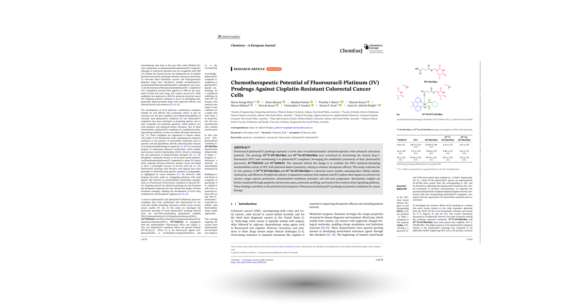Chemotherapeutic Potential of Fluorouracil-Platinum (IV) Prodrugs Against Cisplatin-Resistant Colorectal Cancer Cells