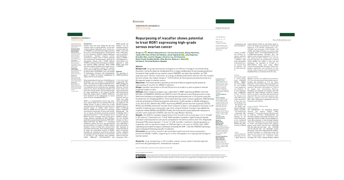 Repurposing of ivacaftor shows potential to treat ROR1 expressing high-grade serous ovarian cancer