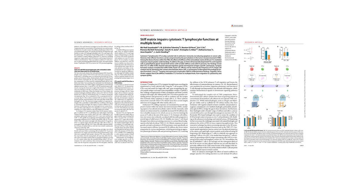 Stiff matrix impairs cytotoxic T lymphocyte function at multiple levels