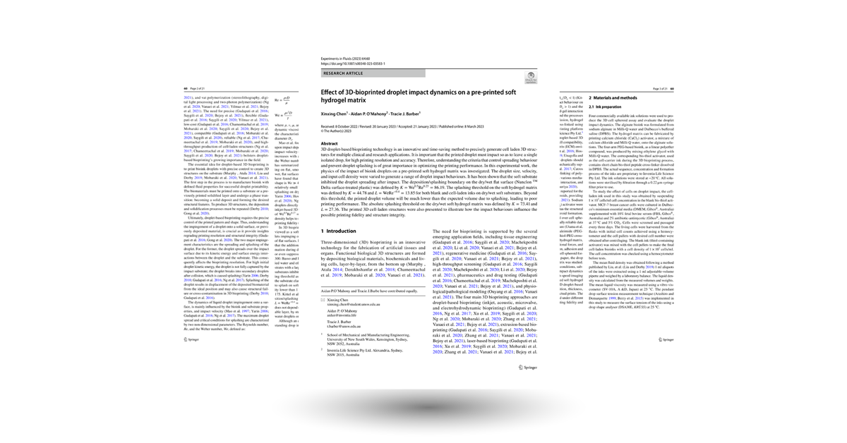 Effect of 3D-bioprinted droplet impact dynamics on a pre-printed soft hydrogel matrix