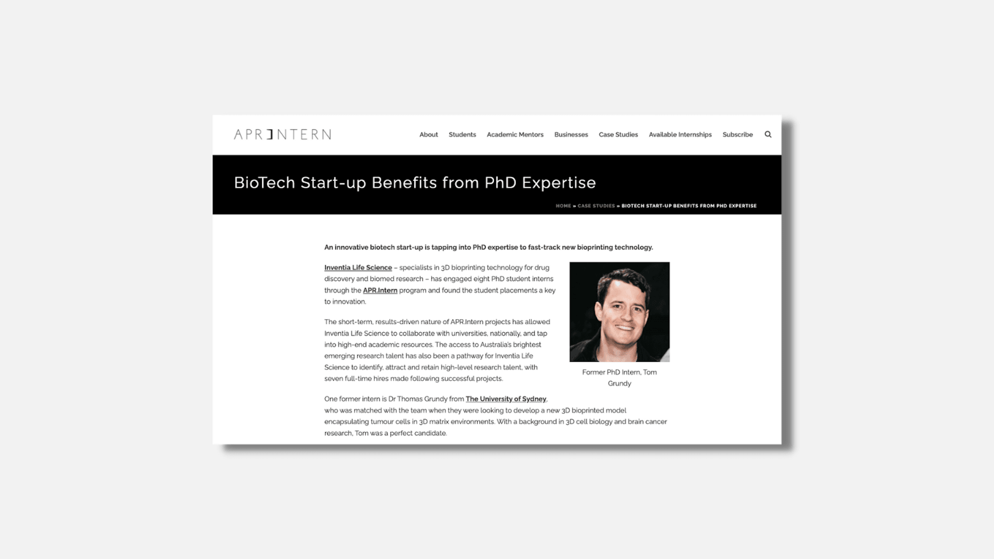 BioTech Start-up Benefits from PhD Expertise | APR Intern
