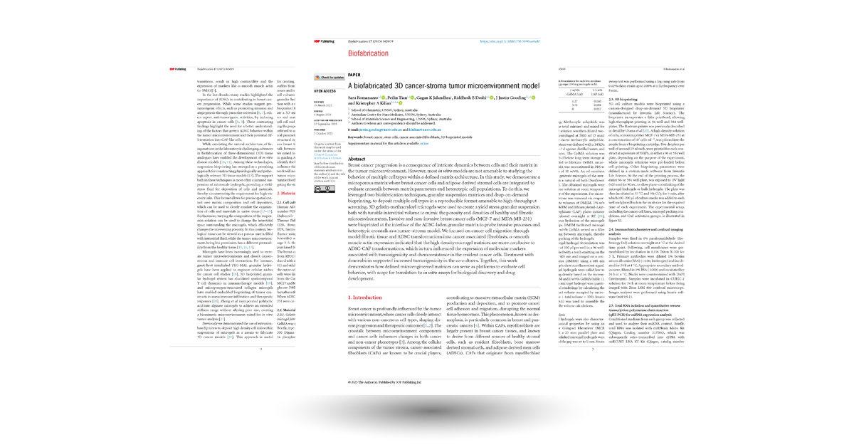 A biofabricated 3D cancer-stroma tumor microenvironment model