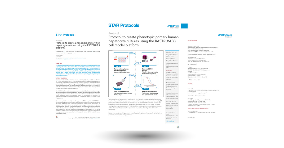 Protocol to create phenotypic primary human hepatocyte cultures using the RASTRUM 3D cell model platform