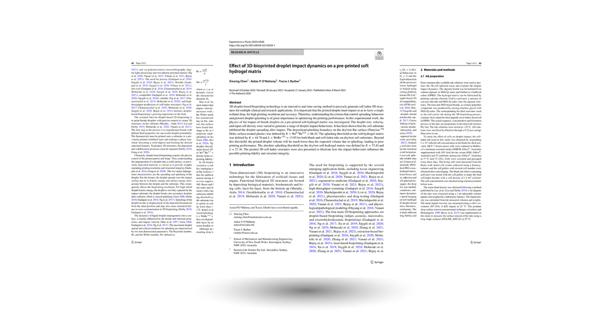 Effect of 3D-bioprinted droplet impact dynamics on a pre-printed soft hydrogel matrix